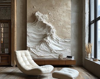 Modern Mountain Landscape | Heavy Textured Abstract Wall Art | Organic Boho Lines | Large Sizes