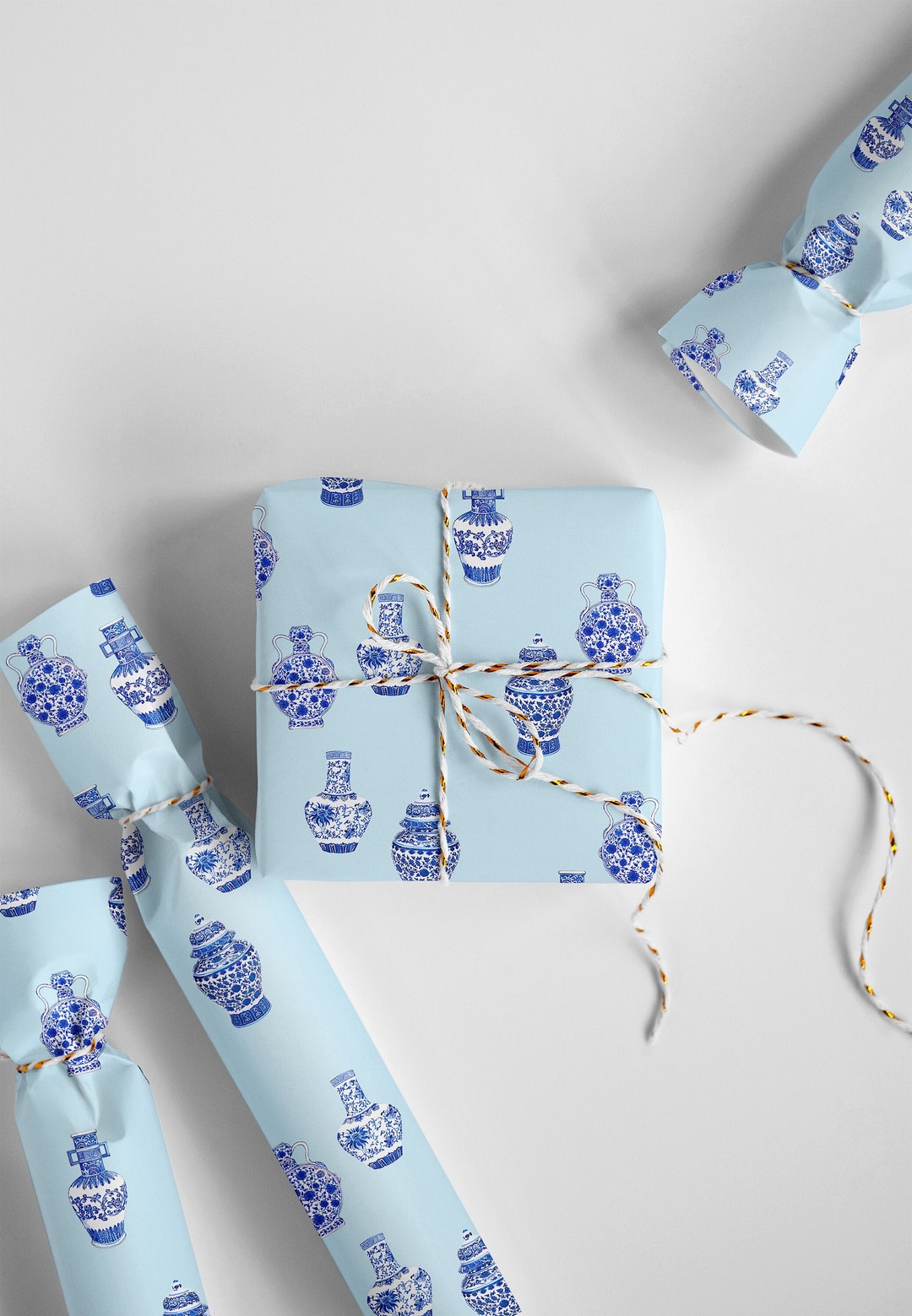 Gift Wrap Paper Preppy Blue Ginger Jars Wrapping Gift Paper Chinoiserie