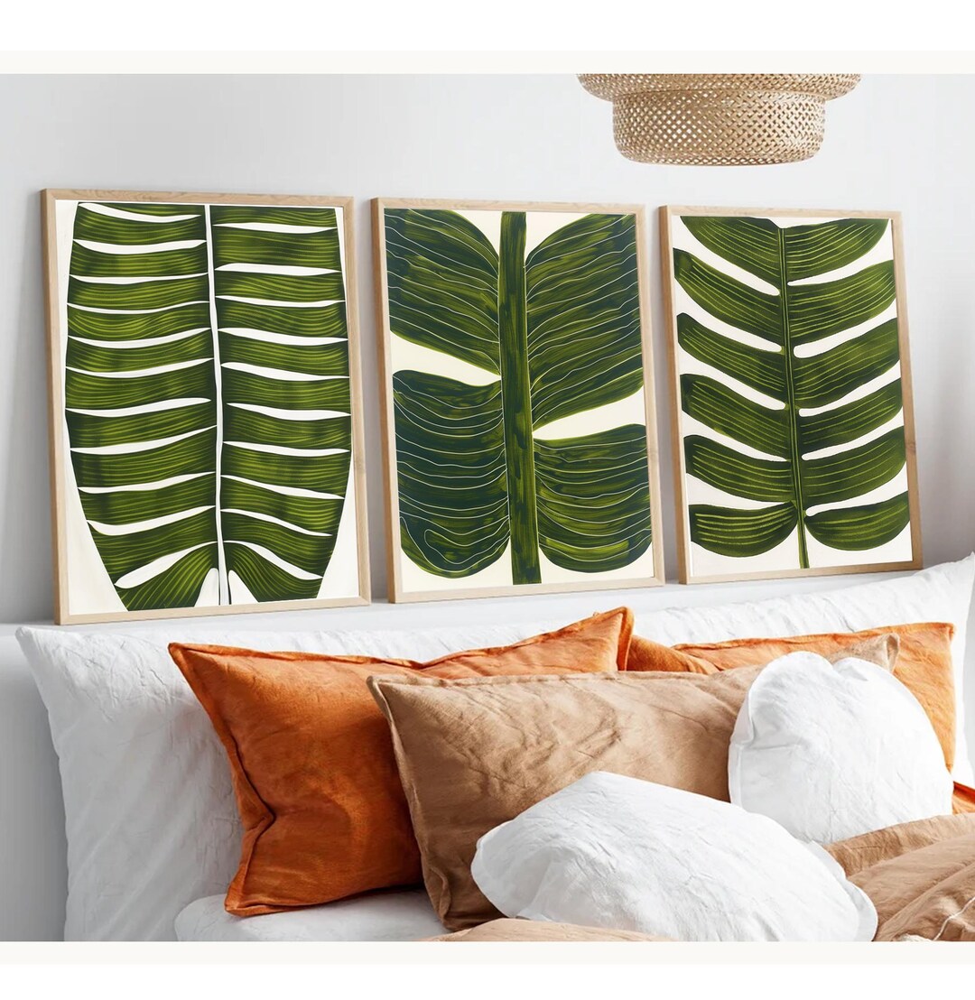 Tropical Leaf Wall Art Prints: Botanical Home Decor, Set of 3 - Etsy