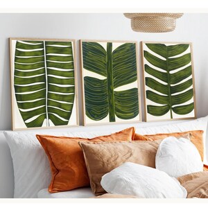 Tropical Leaf Wall Art Prints: Botanical Home Decor, Set of 3