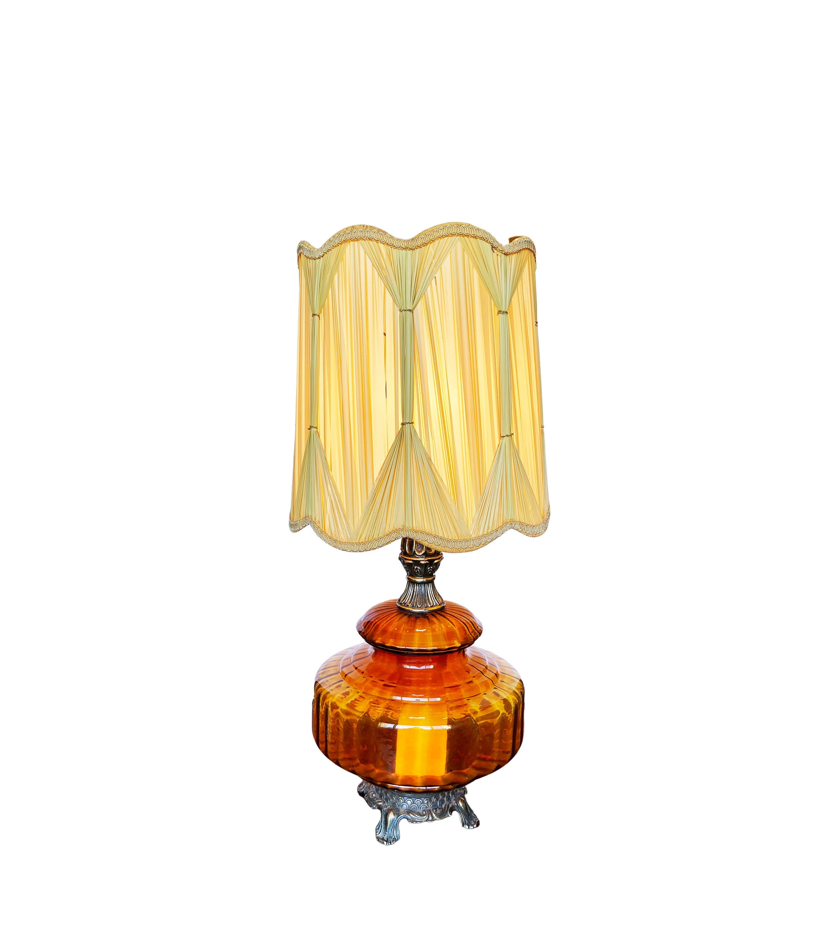 Mcm Amber Glass Lamp Etsy