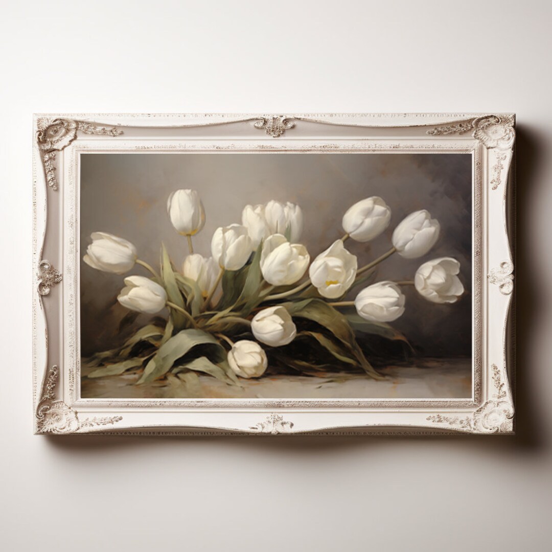 ART PRINT Tulips | Antique Flowers Print | Oil Painting Flowers Vintage ...