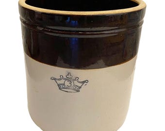 Vintage 3-Gallon Blue Crown Crock – Ransbottom Brothers Stoneware, Farmhouse Kitchen, Pickling Crock, Rustic Decor