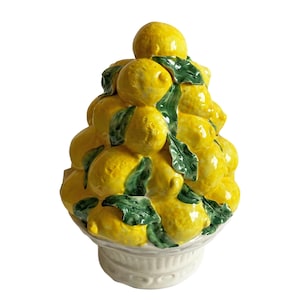Vintage Italian Ceramic Lemon Topiary: Chinoiserie Kitchen Decor