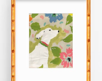 Staffordshire Dog Art Print: Chinoiserie Garden Wall Decor