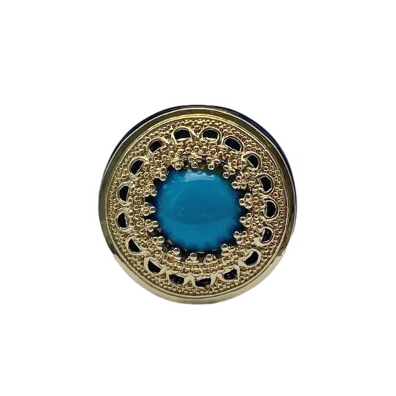 Resin Turquoise Boho Statement Ring: Vintage Cock… - image 6