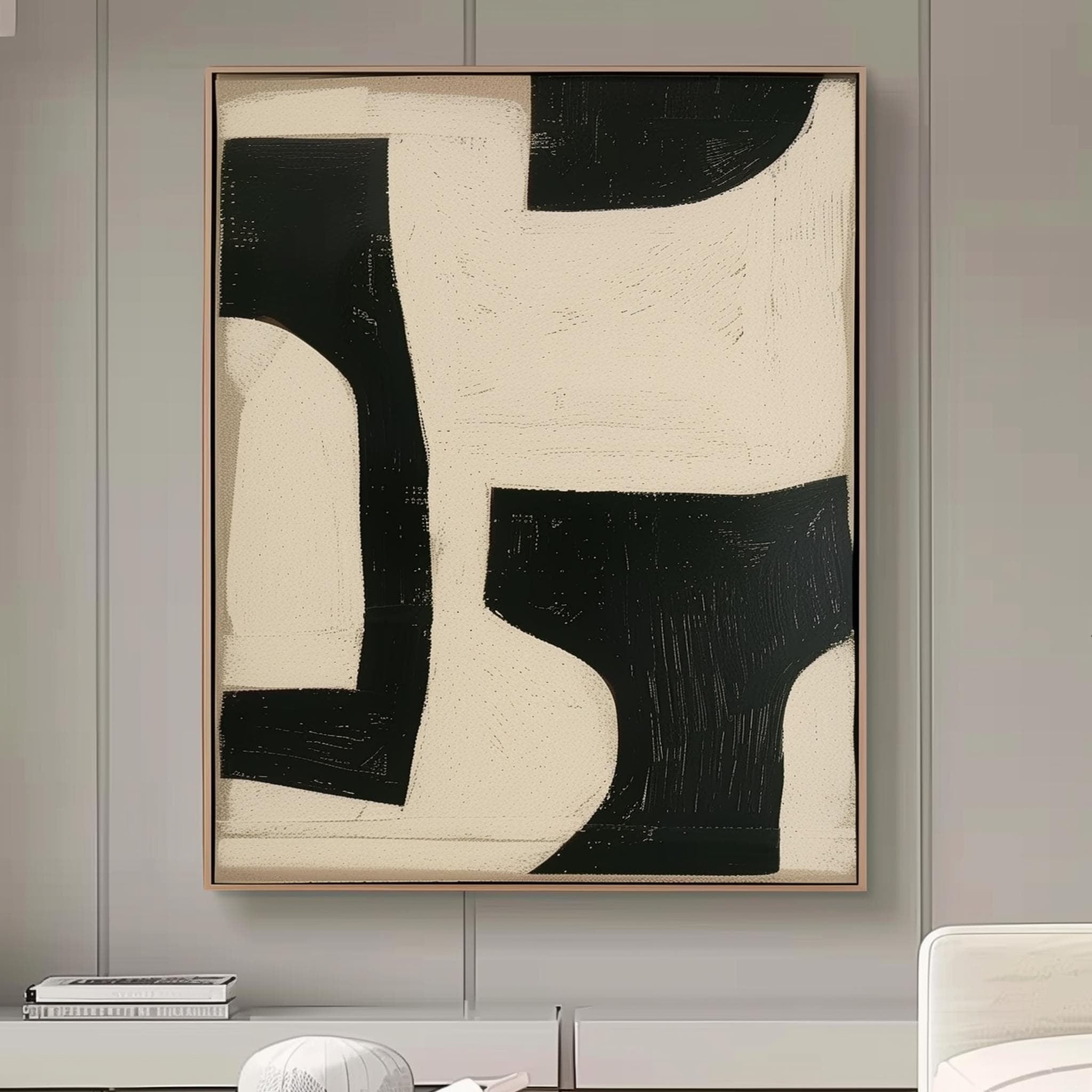Original Black and White Abstract Acrylic Painting on Stretched Canvas ...