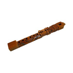 Vintage Andean Tiahuanaco Bolivian Tarka Block Flute – Hand Carved 13”