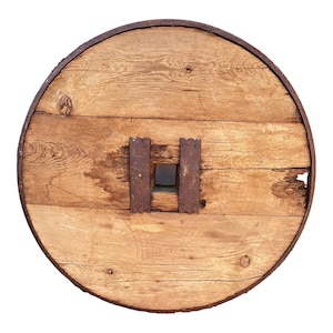 Antique Wood & Forged Iron Wagon Wheel – 30&quot; Diameter