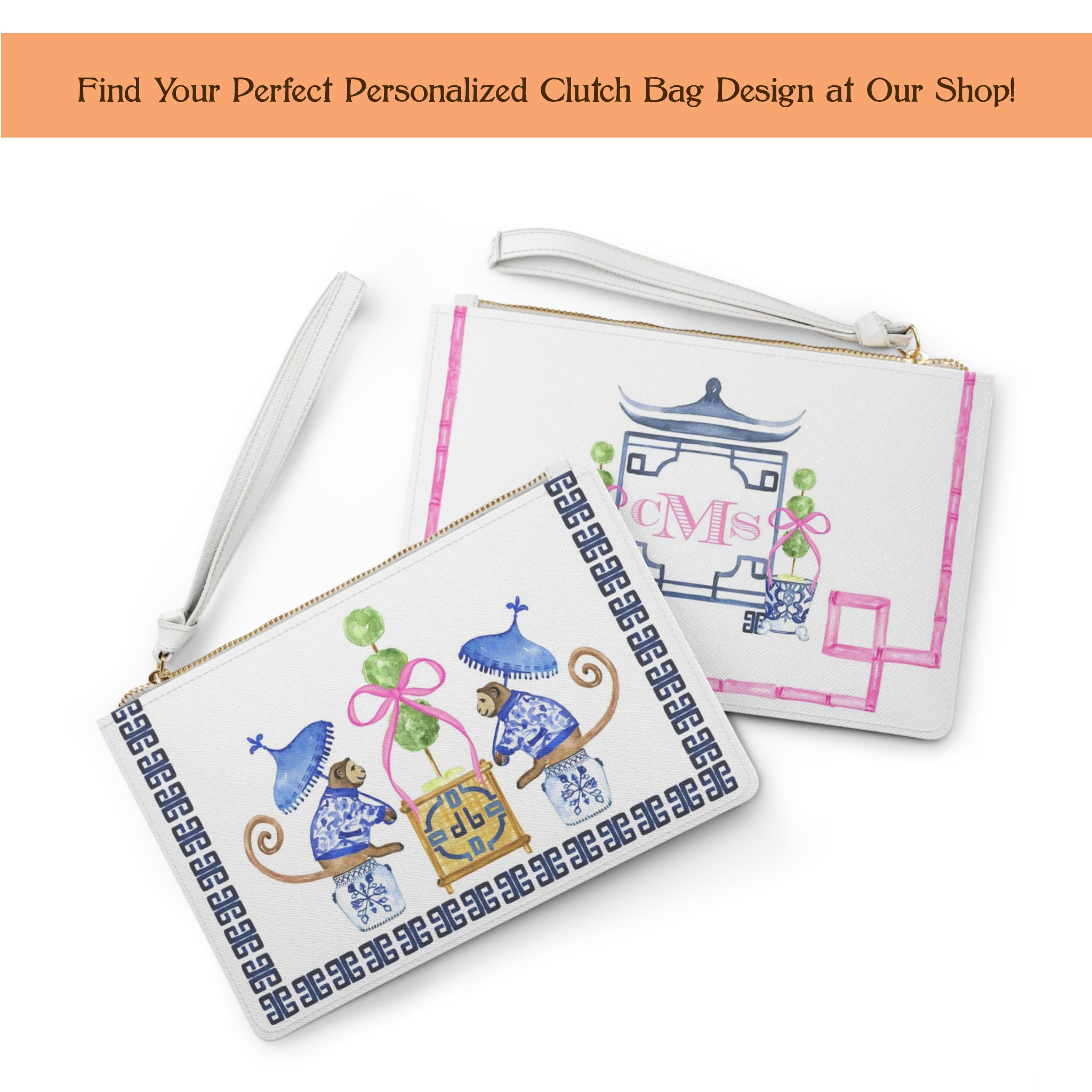 Logo Printed Small Clutch Bag