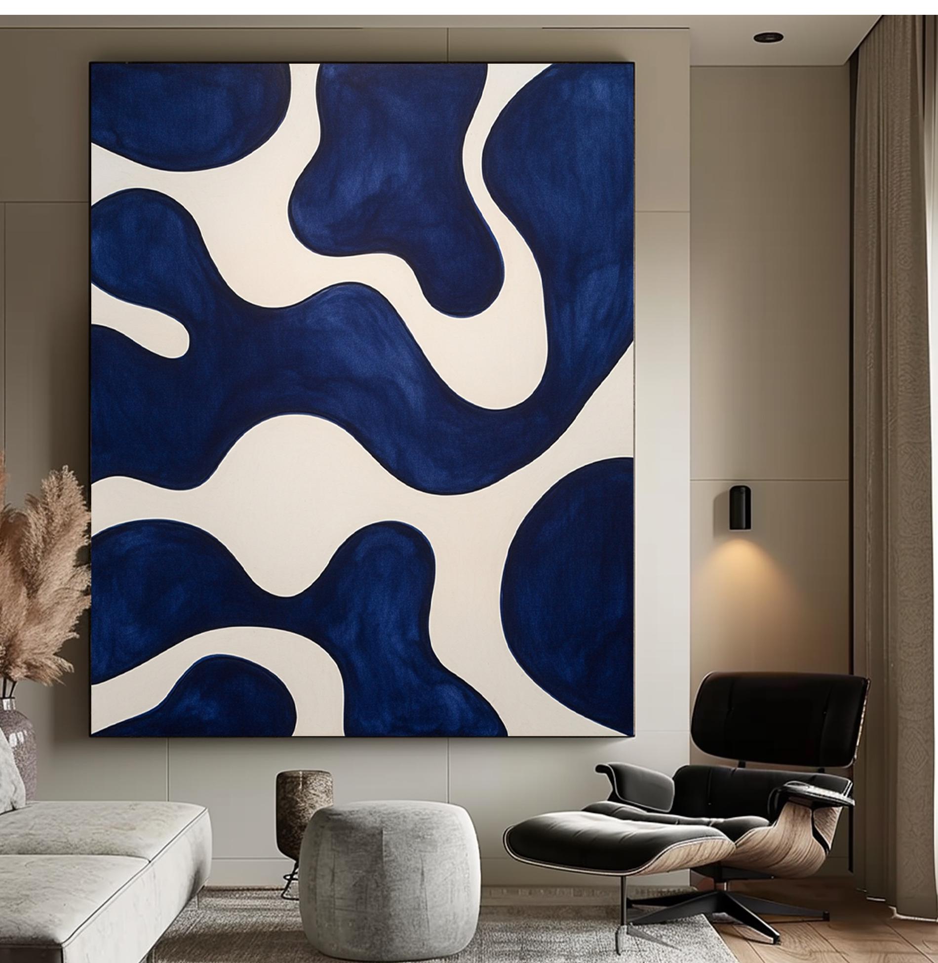 Textured Abstract Painting: Minimalist Blue Plaster Wall Art - Etsy