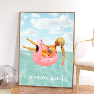 Barbie - Vacation Barbie-Blonde Barbie on Flamingo Float Wall Art Poster