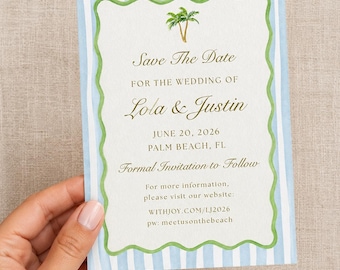 Beachy Coastal Save the Date Template Instant Digital Download