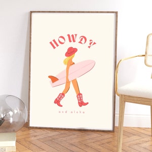 Howdy and Aloha Surf Girl Blonde Poster