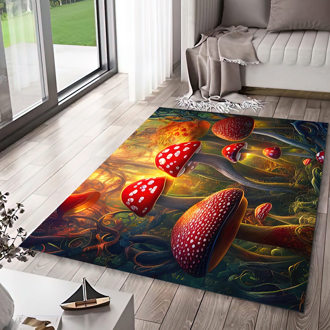 Mushroom Rug Mushroom Design Cute Mushroom Rug Etsy