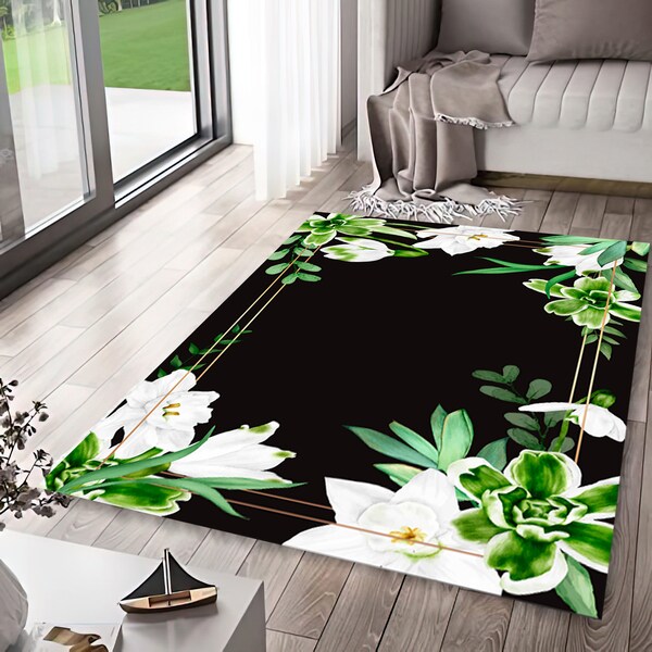 Black Green Rug Etsy
