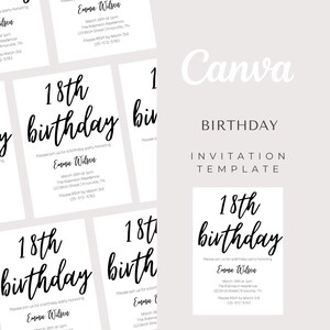 Anpassbare 18. Geburtstags-Party Einladungs-Vorlage | Bearbeitbare Canva Download | Druckbarer Meilenstein
