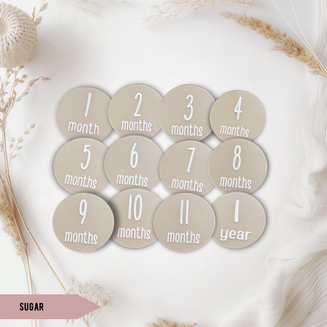 Neutral Monthly Milestone Markers, Acrylic Discs Baby Boy, Acrylic ...