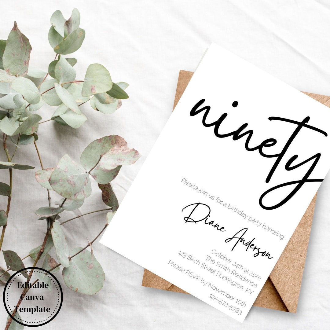 Editable 90th Birthday Celebration Template For Invitations And Party Editable 90th birthday celebration template for invitations and party