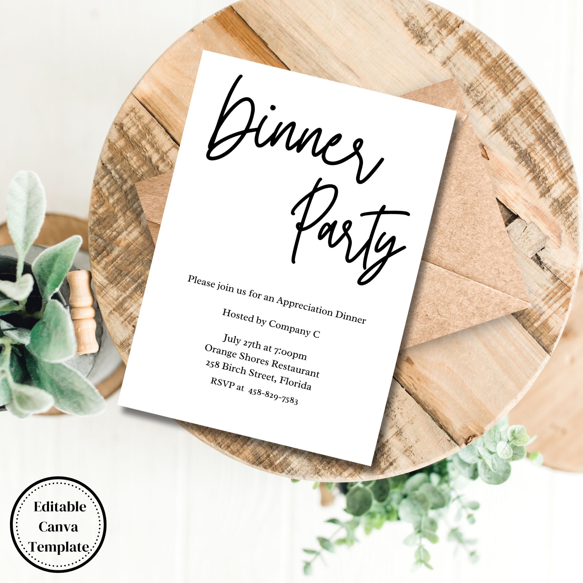 Appreciation Dinner Invitation, Dinner Party, Staff Appreciation