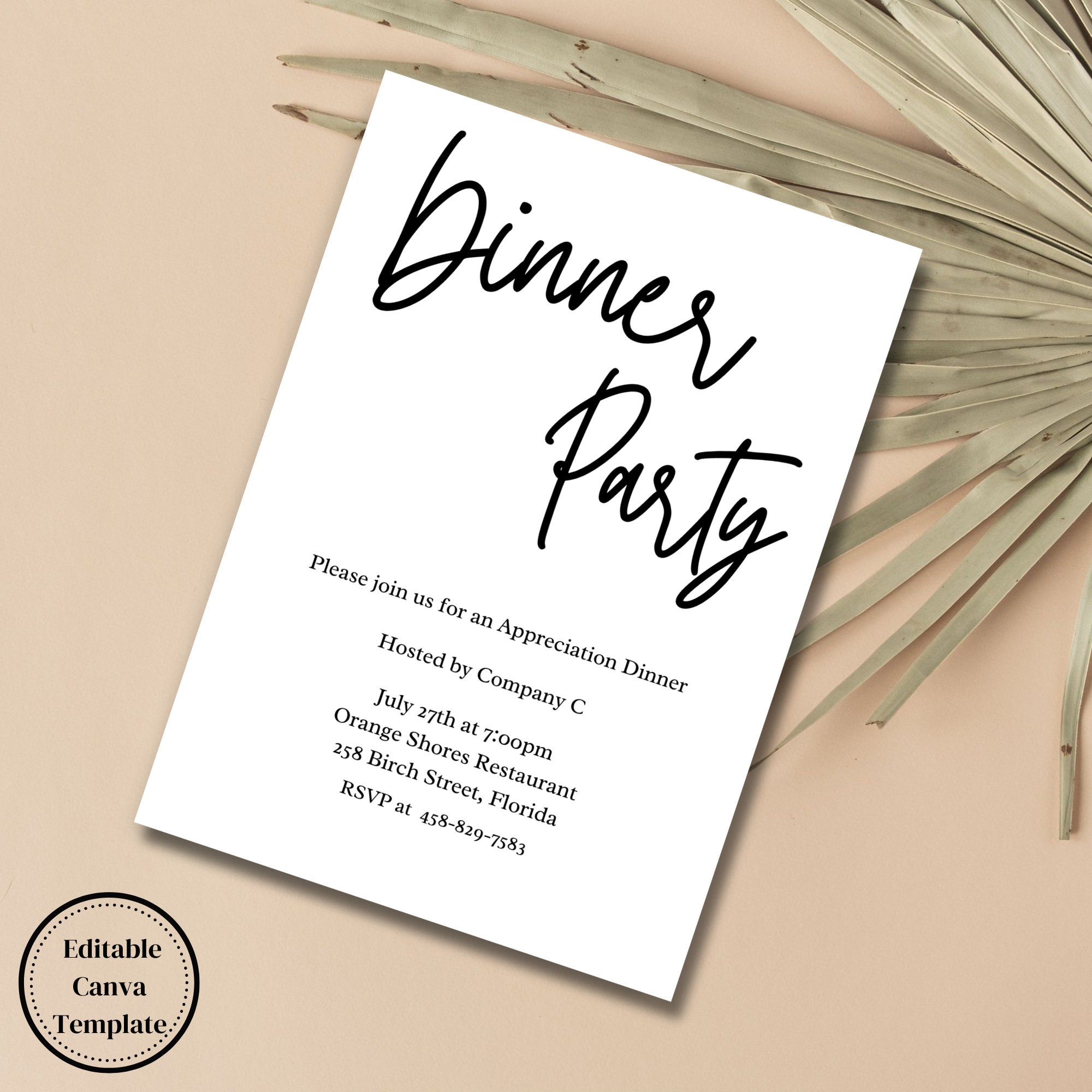 Appreciation Dinner Invitation, Dinner Party, Staff Appreciation