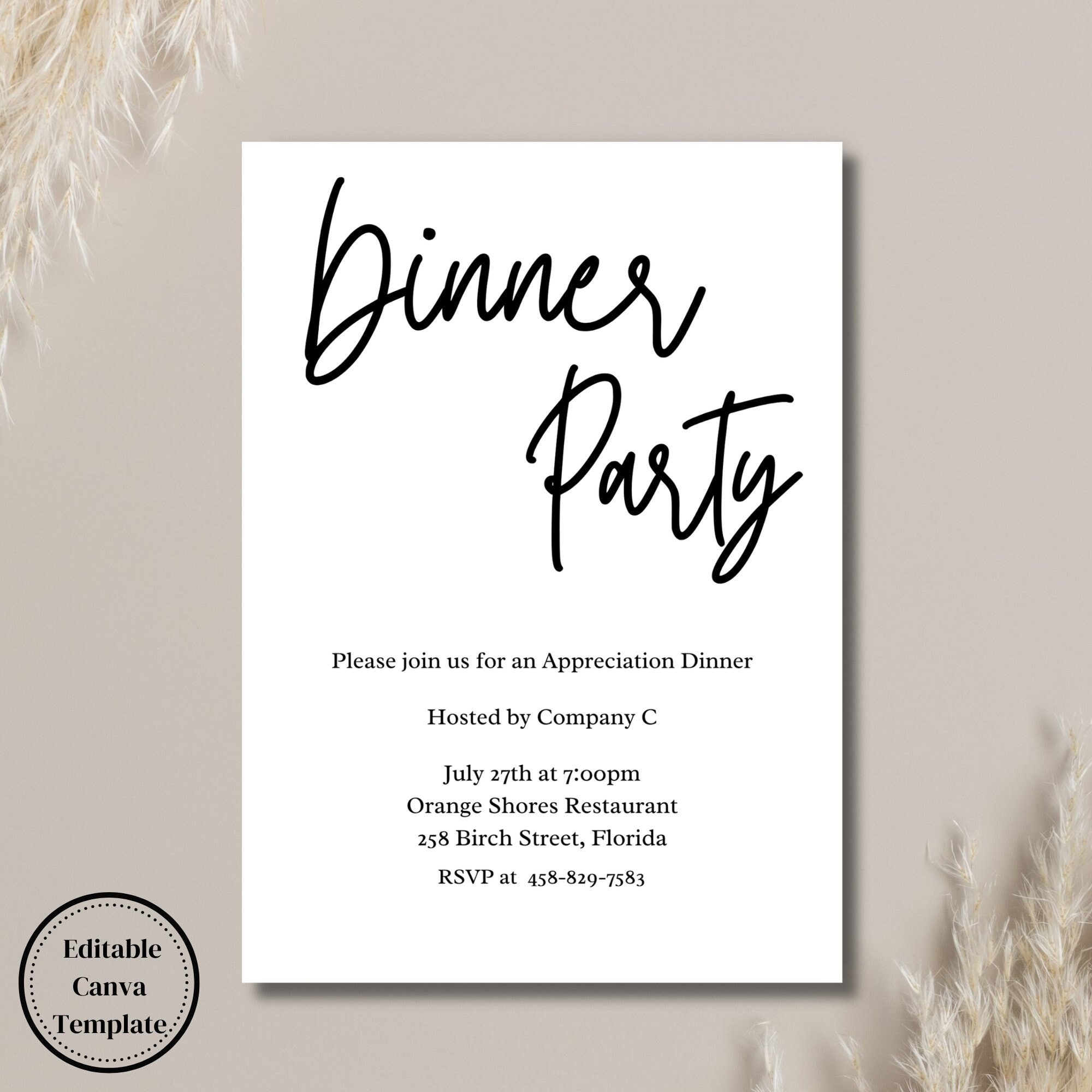 Appreciation Dinner Invitation, Dinner Party, Staff Appreciation