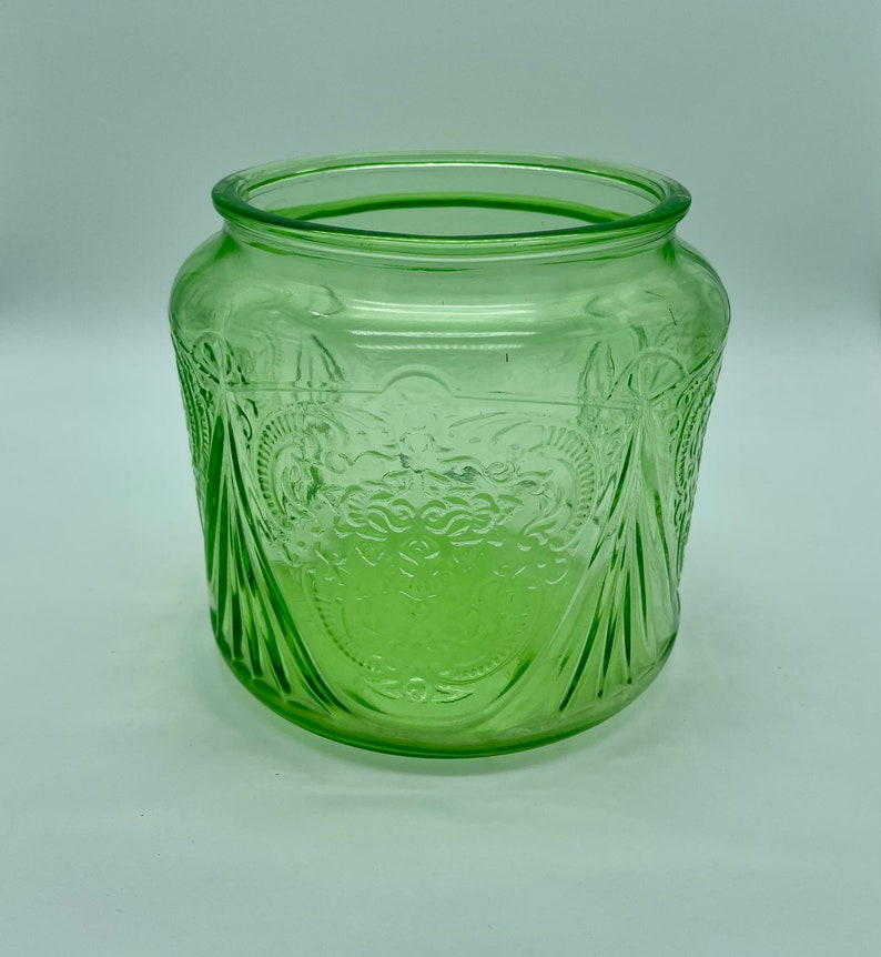 Vintage Depression Glass Biscuit Jar Royal Lace Pattern Etsy