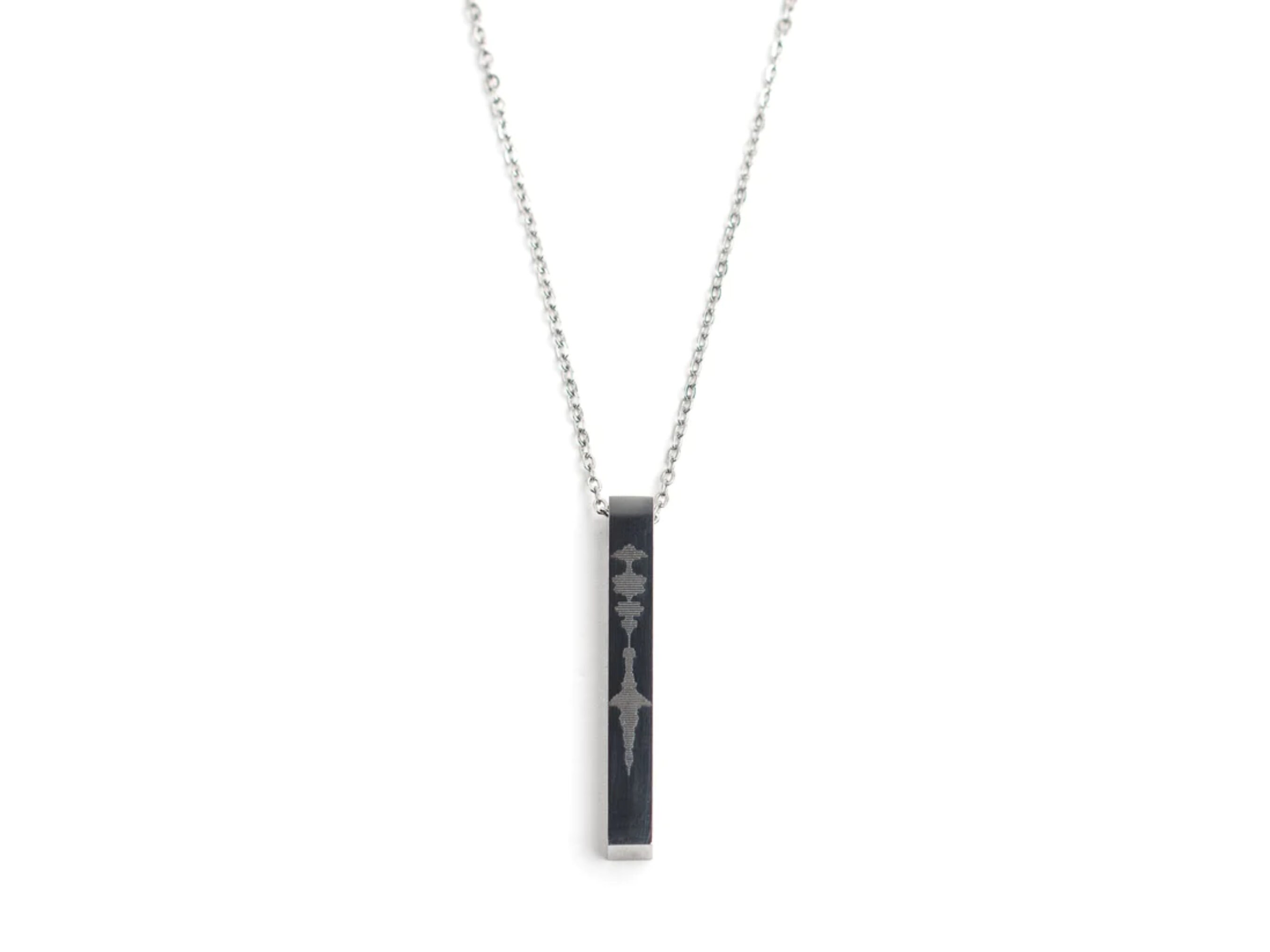 Soundwave Personalized Bar Necklace With QR Code, Custom Engraved