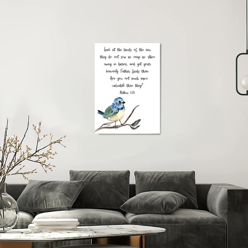 Bluebird With Scripture Scripture Canvas Art Matthew 6:26 Do Not Worry - Etsy