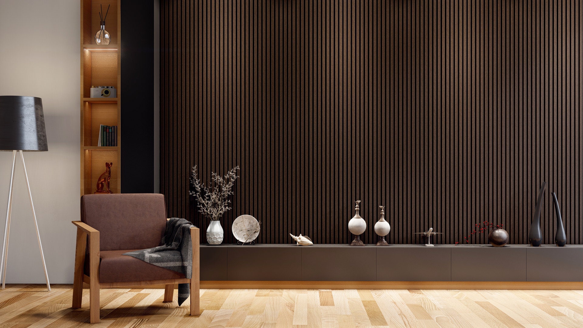 Acoustic Wood Slat Wall Panel - Black Walnut - Etsy
