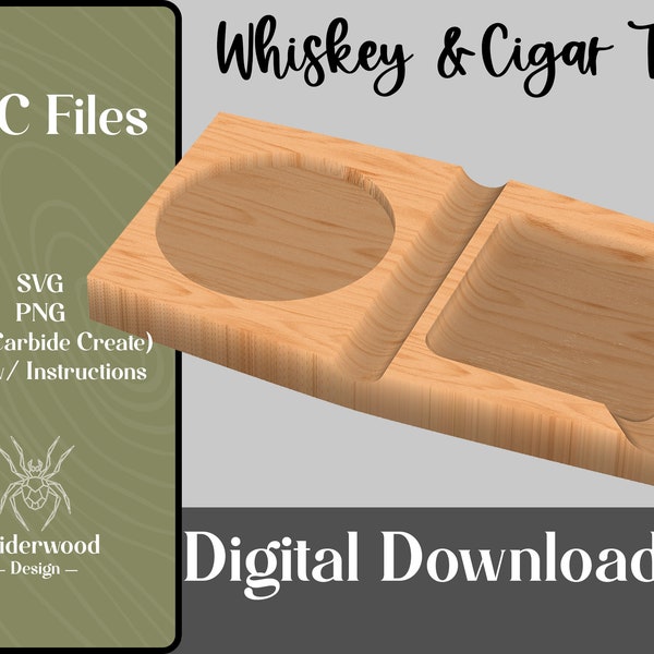 Whiskey & Cigar Tray | Ash Tray | Coaster | .svg File | CNC File | .png File | CNC Plans | Carbide Create .c2d | Template