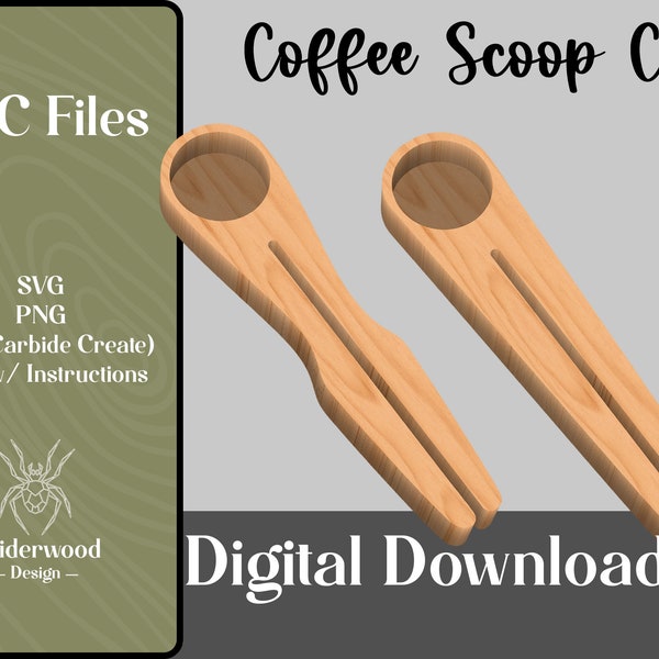 Coffee Scoop Clip (Set of 2)  | .svg File | CNC File | .png File | CNC Plans | Carbide Create .c2d | Template