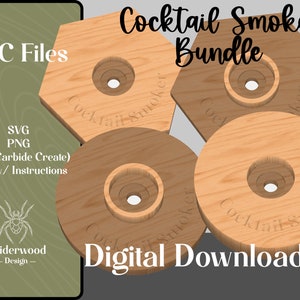 Cocktail Smoker Bundel | Whisky Roker | .svg-bestand | CNC-bestand | .png-bestand | CNC-plannen | Hardmetaal Creëer .c2d | Sjabloon