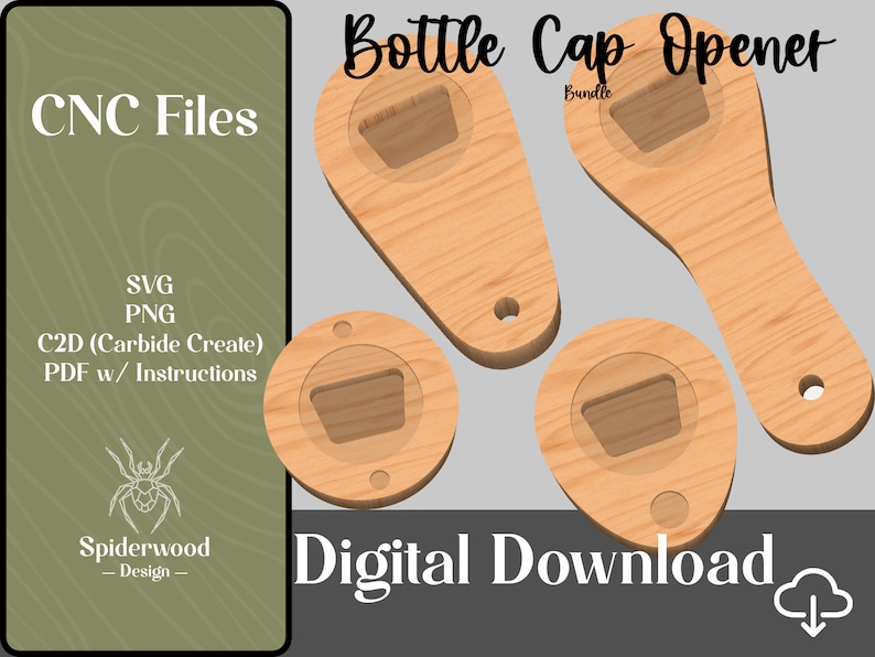 Bottle Cap Opener Bundle set of 4 .svg File CNC File .png File CNC