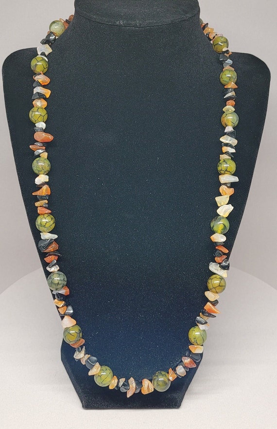Amber Agate Beaded Necklace - image 1