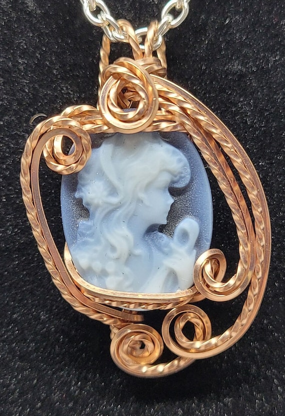 Blue Agate Cameo Pendant