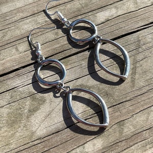 Silver double hoop earrings