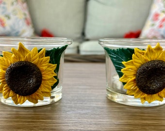 Polymer Clay Sunflower Tealight Candle Holders