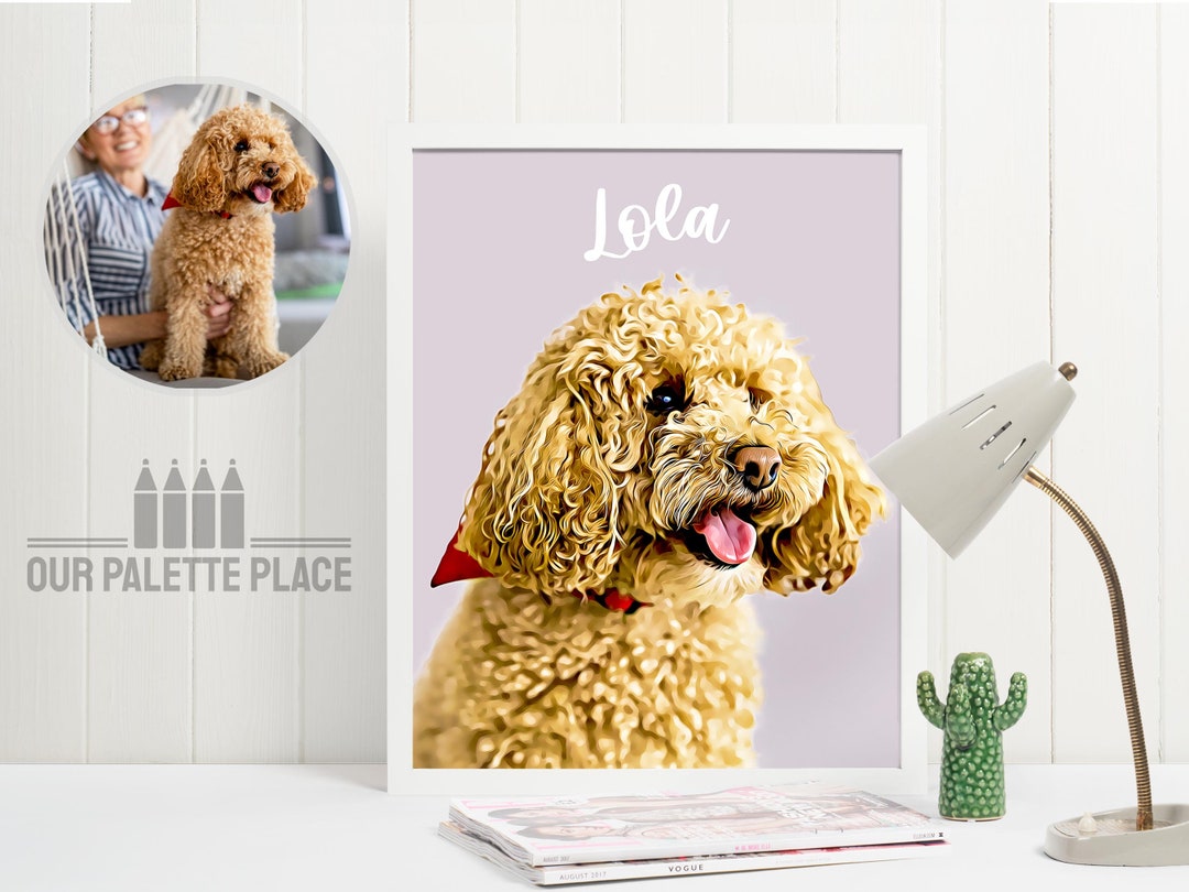 Wall Art Custom Pet Portraits Using Pet Photo Personalized Digital Dog ...