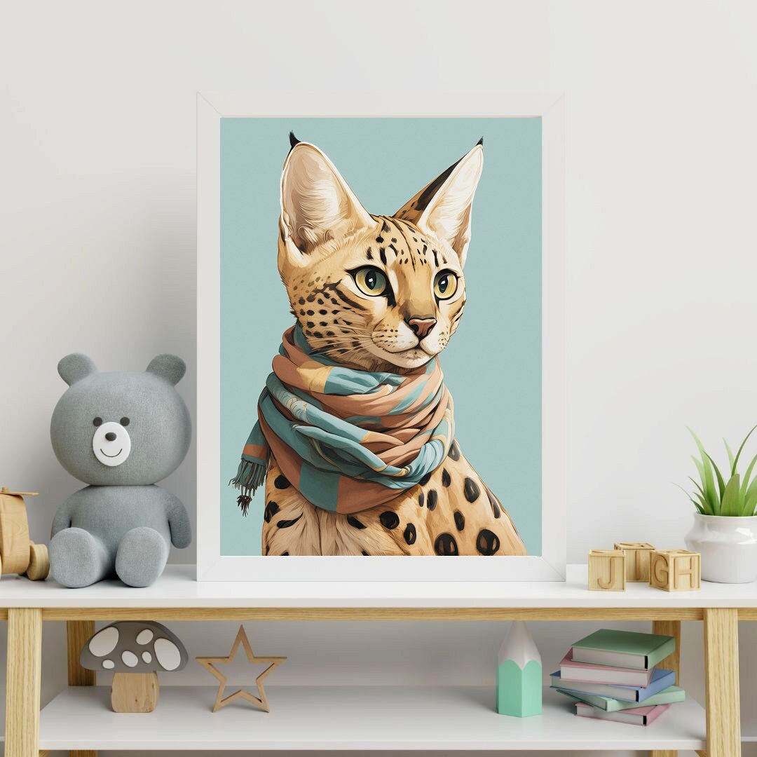 Printable Savannah Cat Digital Art Wall Art Kids Nursery Wall Art Cat