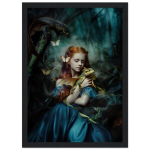 Ragazza drago - Poster con cornice in legno su carta opaca di qualità museale