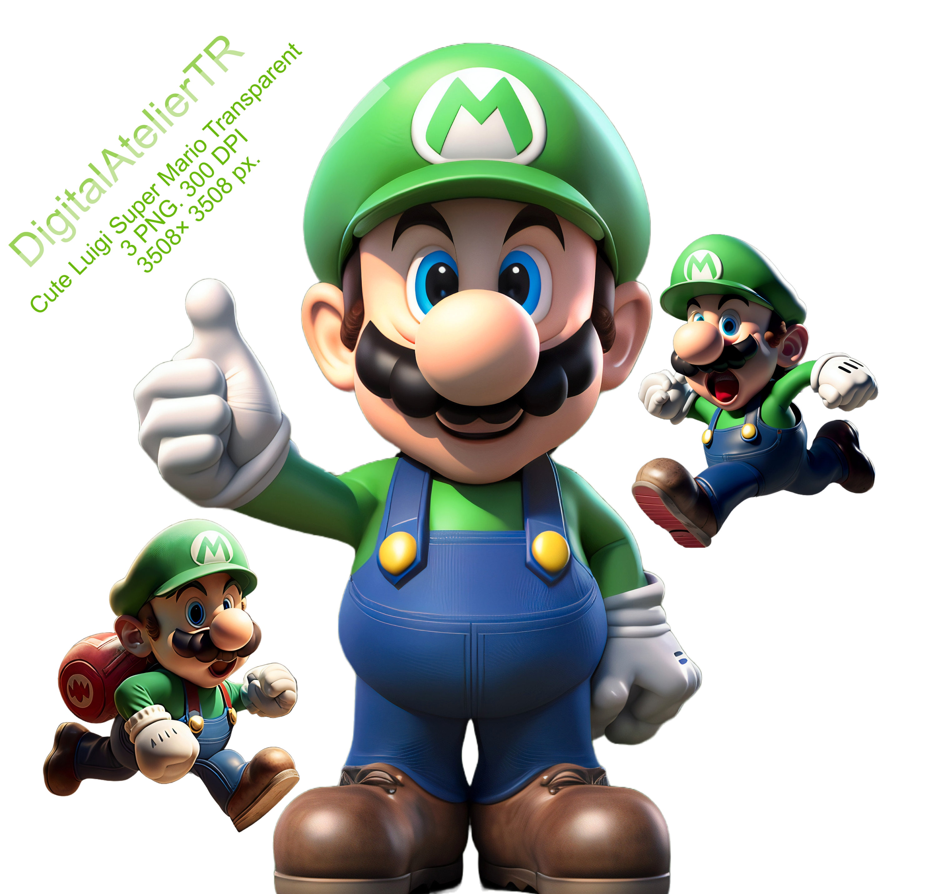 Cute Luigi Super Mario 3 PNG Birthday PNG Printable Mario - Etsy Australia