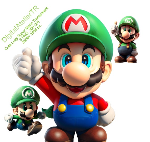 Cute Luigi Super Mario 3 PNG - Birthday PNG, printable mario, digital  mario, instant download Active,mädchen clipart