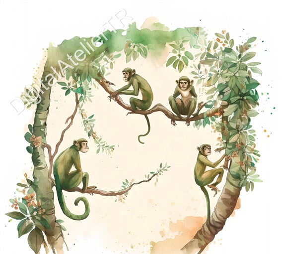 Cute Monkeys On Trees