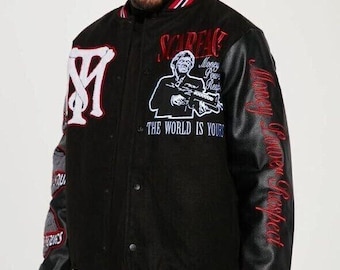 Vintage 90s Mens Scarface JH Designs Embroidered Leather