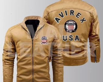New Handmade Men’s Avirex MILLIONAIRE Stylish Military Leather Bomber Jacket