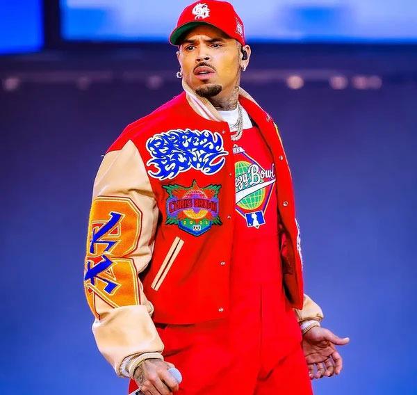Discover Chris Brown Baseball Jacket Breezy Bowl Red XX Tour 2025 Men