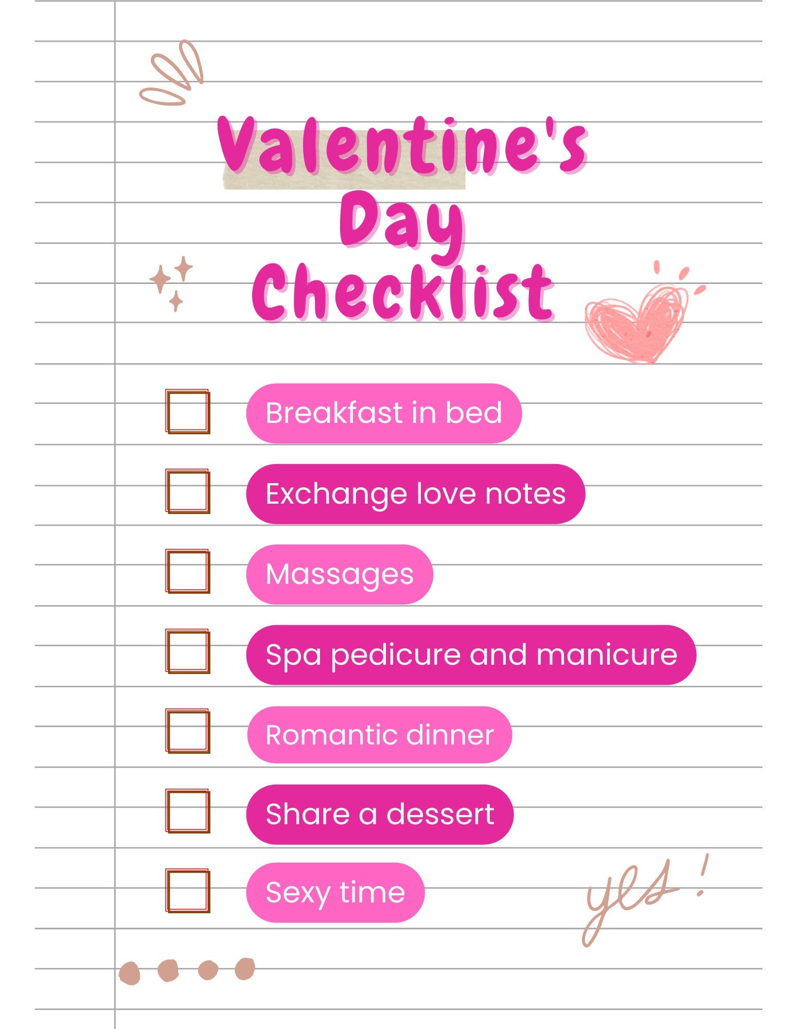 Valentine's Day Checklist Etsy