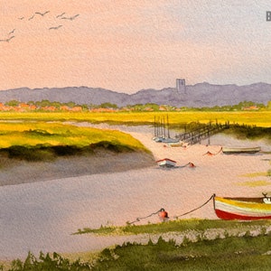 Morston Quay Near Blakeney Norfolk Watercolour Art Prints of European Cities and Landmarks