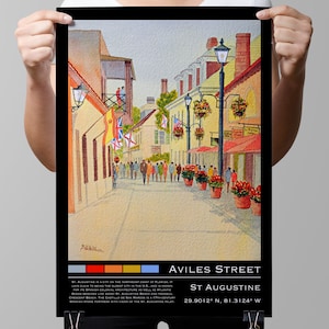 St Augustine Travel Poster: Vintage Watercolor Art Print